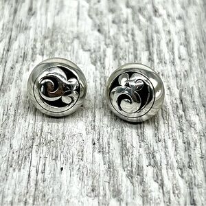196. Silver Plated Post Earrings With Floral Motif. 1/2” Diameter.